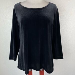 Wear It Black Velour Full Sleeve Blouse Top Size 2 EUC